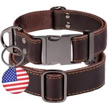 Coleira de cachorro ADITYNA Leather com fivela de metal para cães médios e grandes Coleira de cachorro ADITYNA Leather com fivela de metal para cães médios e grandes