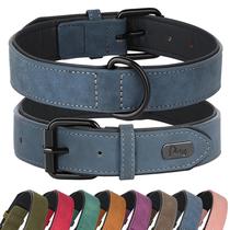 Coleira de cachorro Didog de couro macio acolchoado azul para cães grandes Coleira de cachorro Didog de couro macio acolchoado azul para cães grandes