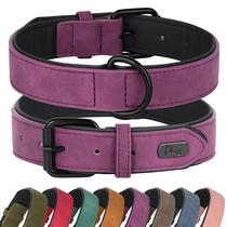 Coleira de cachorro Didog de couro macio acolchoado roxo XL para cães grandes Coleira de cachorro Didog de couro macio acolchoado roxo XL para cães grandes