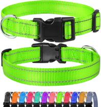 Coleira de cachorro FunTags de nylon reflexivo para cães médios verde Coleira de cachorro FunTags de nylon reflexivo para cães médios verde