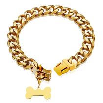Coleira de cachorro Gold Chain WJHWIP em aço inoxidável banhado a ouro 18K