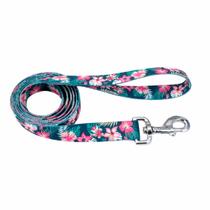 Coleira de cachorro Leash Coastal Styles verde rosa tropical 2,3x183 cm