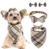 Coleira de cachorro PUPTECK de couro para cães pequenos XS Bege 20-25cm