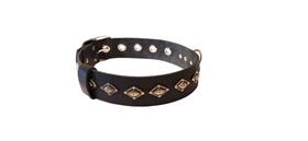 Coleira de Couro Maciço com Triangulos e Ilhós Para Cachorro Porte Grande - Izzy Amiel