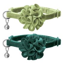 Coleira de gato Azuza Floral com sino e gravata borboleta de flores removível