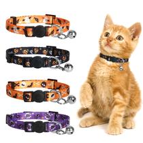 Coleira de gato azuza Halloween Kitten, pacote com 4 Bells Breakaway