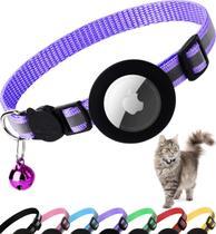 Coleira de gato Dgerp Airtag Breakaway reflexiva com sino roxo
