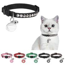 Coleira de gato DILLYBUD em couro personalizada Breakaway Black