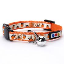Coleira de gato Pawtitas Halloween Glow in The Dark Orange