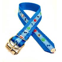 Coleira de Nylon para Cachorro Nicapet Cor Azul nº 6 Pata Osso 25mm