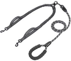 Coleira dupla para cães IYOPets com 2 alças de trânsito extras pretas