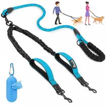 Coleira dupla para cães Lukovee No Tangle, giratória de 360, azul refletivo