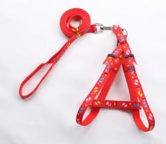 Coleira E Guia de Nylon- Vermelho Tamanho M