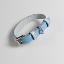 Coleira em Couro para Cachorros e Gatos Onix com "Metais Niquel"