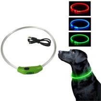 Coleira iluminada LED cães recarregável prova d'água grande