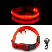 Coleira Led Luminosa Caes Pet Passeio Noturno 1,5cm Cor:Vermelho