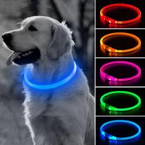 Coleira LED para cães BSEEN 360 visível à prova de chuva recarregável azul