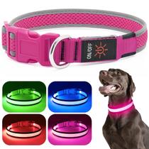 Coleira LED para cães Flashseen USB recarregável Light Up Pink