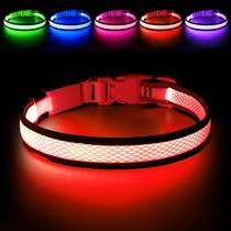 Coleira LED para cães Flashseen USB recarregável vermelha rubi
