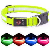Coleira LED para cães VIZPET ajustável USB recarregável verde