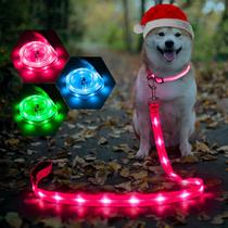 Coleira LED para cães Weesiber Glowing Light Up à prova d'água USB de 4 pés