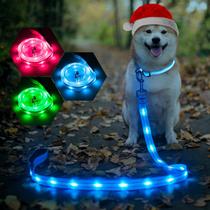 Coleira LED para cães Weesiber Glowing Light Up USB recarregável