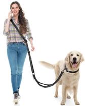Coleira multifuncional para cães WANFIRE, tiracolo multifuncional, preta
