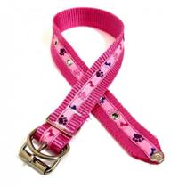 Coleira Nylon Cachorro Nicapet Cor Rosa Nº 3 Pata Osso 25Mm