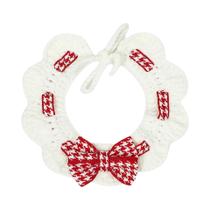 Coleira Para Animais De Estimação Em Estampa Xadrez Vermelha E Preta Com Babador E Gravata Borboleta