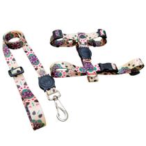 Coleira para cachorro com guia resistente modelo H peitoral