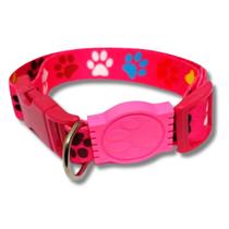 Coleira para Cachorro Seda 25mm Nicapet com Fecho de Plástico e Borrachinha Cor Rosa