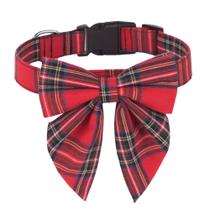 Coleira para cães ADOGGYGO Christmas Red Plaid Bowtie Medium Coleira para cães ADOGGYGO Christmas Red Plaid Bowtie Medium