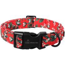 Coleira para cães Aing Pet ajustável de algodão vermelho Natal 2,5 cm Coleira para cães Aing Pet ajustável de algodão vermelho Natal 2,5 cm