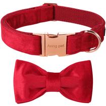 Coleira para cães Aing Pet Velvet com gravata borboleta removível pequena Coleira para cães Aing Pet Velvet com gravata borboleta removível pequena
