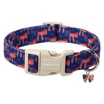 Coleira para cães Aring Pet, 4 de julho, bandeira americana com laço XS Coleira para cães Aring Pet, 4 de julho, bandeira americana com laço XS