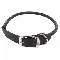 Coleira para cães Coastal Circle T de couro integral preta 2,5x46 cm