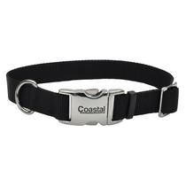 Coleira para cães Coastal com fivela de metal ajustável preta 2x36cm