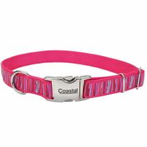 Coleira para cães Coastal Ribbon Pink Flamingo Stripe ajustável