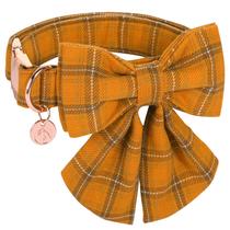 Coleira para cães de algodão DOGWONG com gravata borboleta, xadrez vermelha de Natal