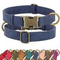 Coleira para cães Didog Soft Leather Durable com liberação rápida Blue M Coleira para cães Didog Soft Leather Durable com liberação rápida Blue M