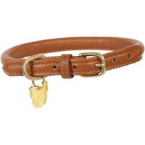 Coleira para cães Digby & Fox, couro enrolado, grande, bronzeado Coleira para cães Digby & Fox, couro enrolado, grande, bronzeado