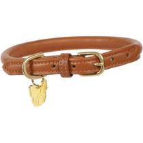 Coleira para cães Digby & Fox em couro enrolado GG Tan