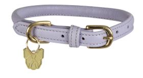 Coleira para cães Digby & Fox em couro enrolado lilás grande