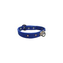 Coleira Para Cães E Gatos De Tecido Com Pedrinhas Cor Azul