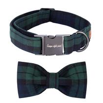 Coleira para cães e gatos, estilo exclusivo, patas, gravata borboleta de algodão ajustável L 41-61 cm