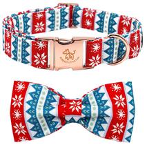 Coleira para cães: elegante rabo pequeno, neve de Natal com laço XS