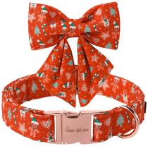 Coleira para cães, estilo exclusivo, patas, gravata borboleta de algodão de Natal, vermelha