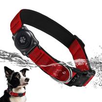 Coleira para cães Furrigo Upgrade AirTag Holder à prova d'água vermelha Coleira para cães Furrigo Upgrade AirTag Holder à prova d'água vermelha