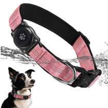 Coleira para cães Furrigo Upgrade AirTag Holder impermeável rosa Coleira para cães Furrigo Upgrade AirTag Holder impermeável rosa