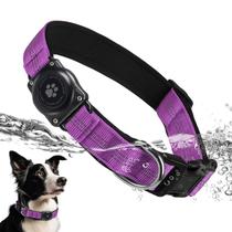 Coleira para cães Furrigo Upgrade AirTag Holder impermeável roxa Coleira para cães Furrigo Upgrade AirTag Holder impermeável roxa